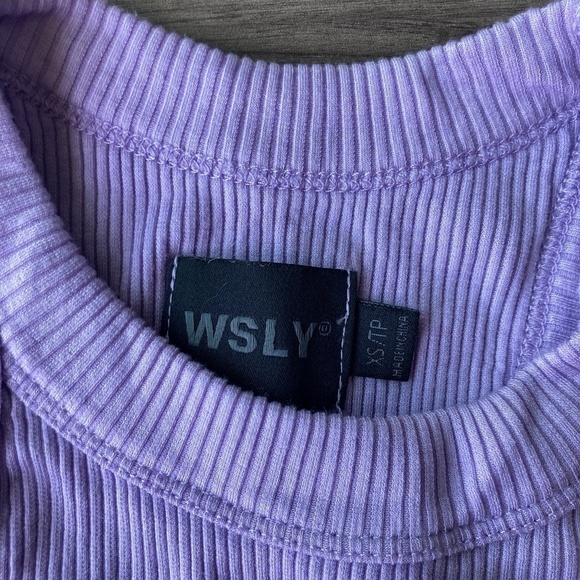 WSLY x Bandier The Rivington Ribbed Cropped Tank Purple XS - Picture 3 of 6